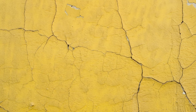 Cracks on a yellow wall texture background