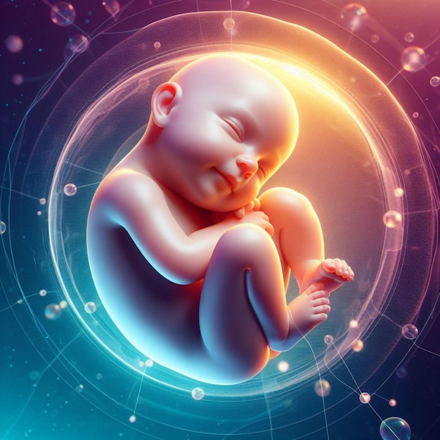 Photo cradled in dreams 3d slumber of the adorable baby in the womb