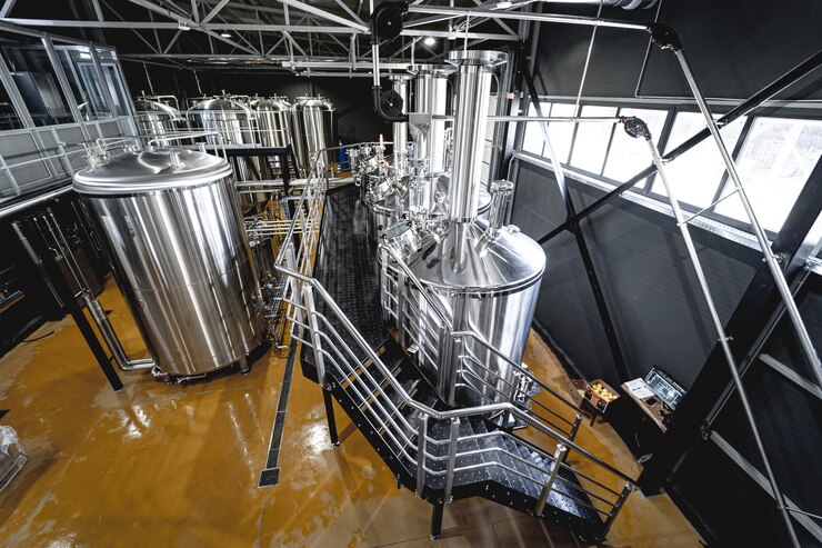 Photo craft beer brewing equipment in privat brewery