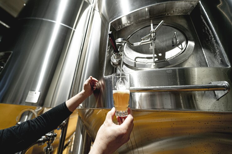 Photo craft beer brewing equipment in privat brewery