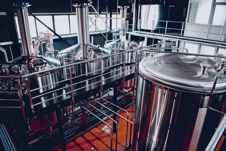 Photo craft beer brewing equipment in privat brewery