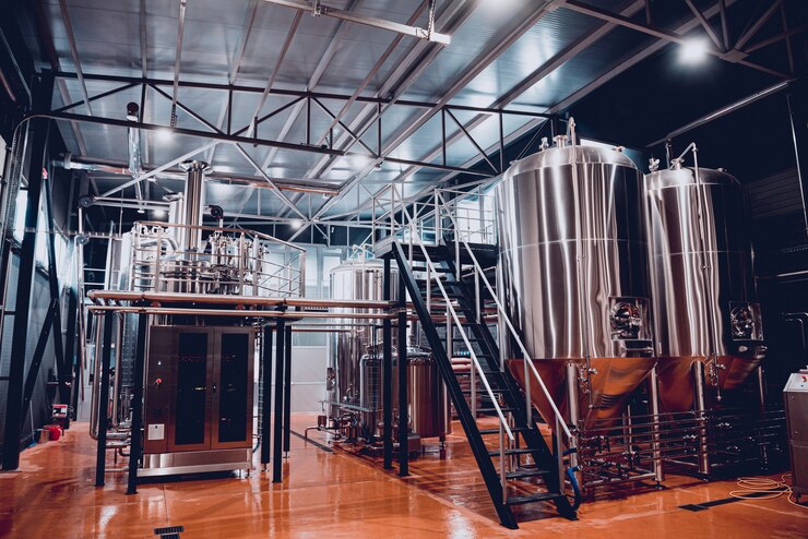 Photo craft beer brewing equipment in privat brewery