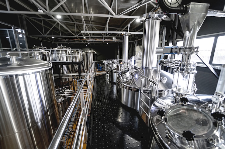 Photo craft beer brewing equipment in privat brewery