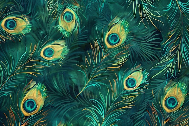 Craft a bohemianinspired peacock feather pattern w generative ai