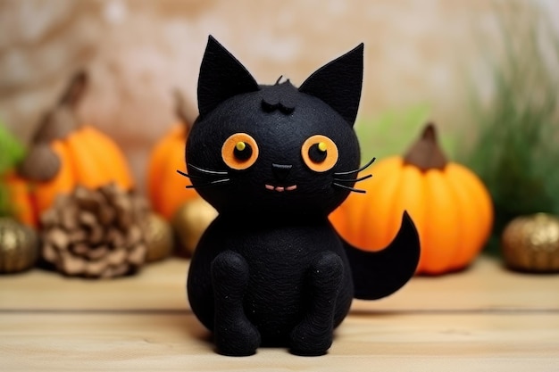 Поделка из фетра черный кот на Хэллоуин своими руками