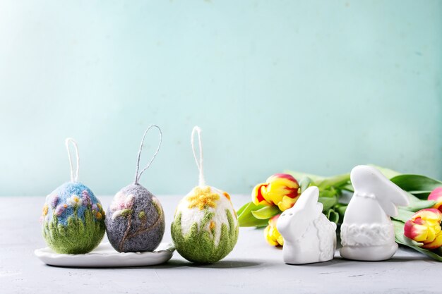 Craft felting Easter eggs