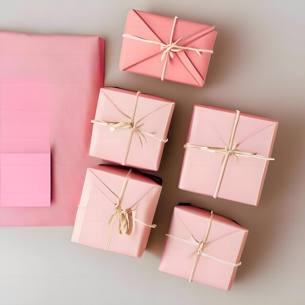 Craft Gift Pink Boxes Flat Lay Mockup 6 035831 112530