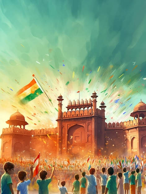 Craft Heartwarming Greeting Cards for India Independence Day Stock Images Generative AI