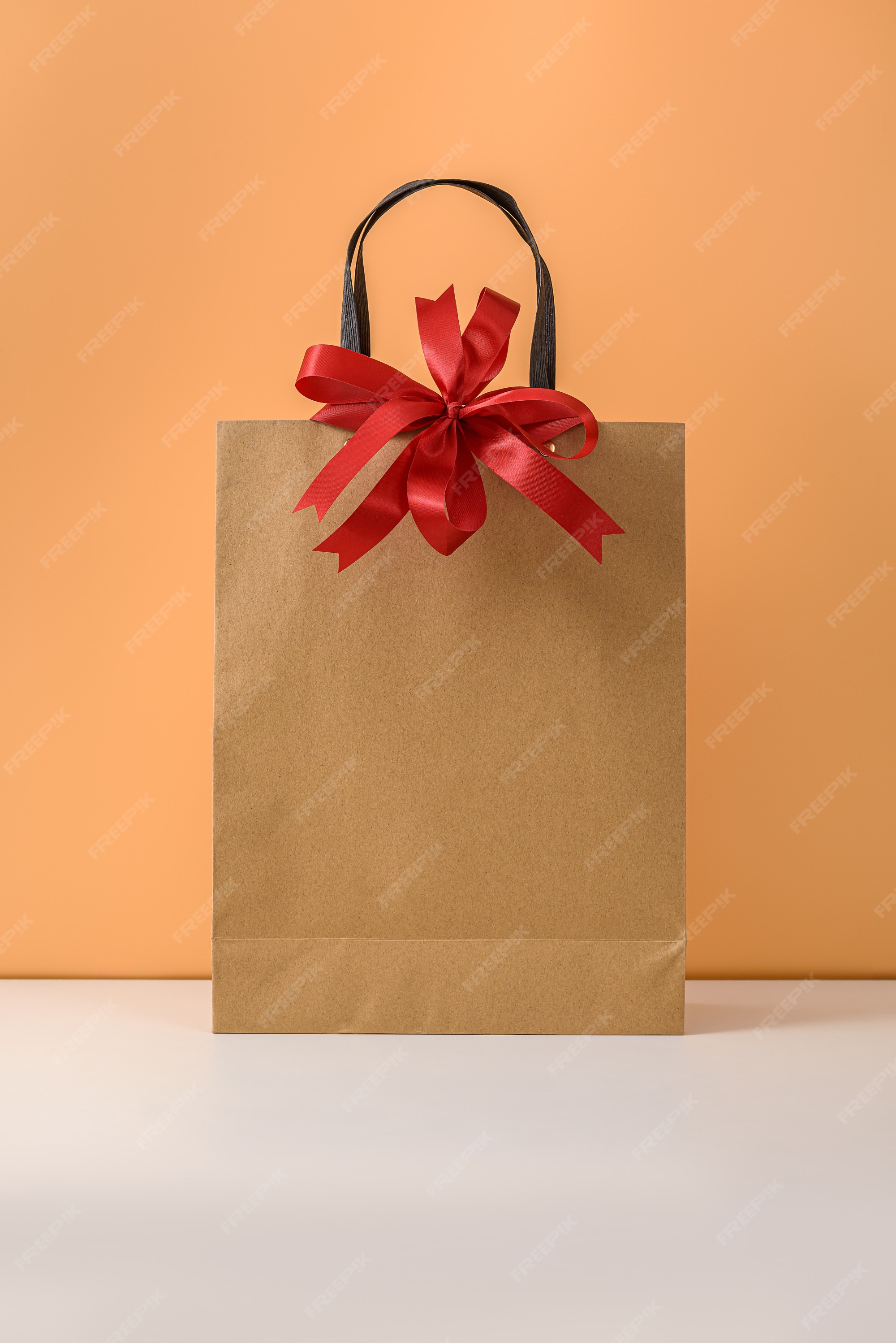 Orange Paper Bag With Blue Ribbon Handles With Box and Gift 