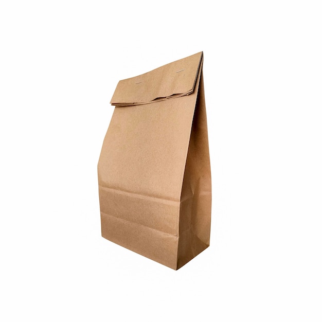 Craft paper bag isolated on white background