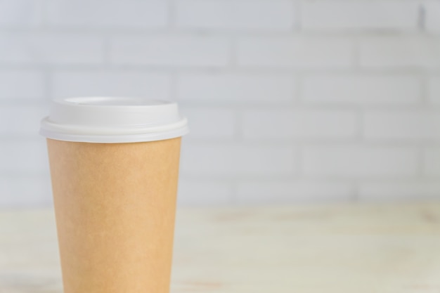 Craft paper coffee cup. Coff to go