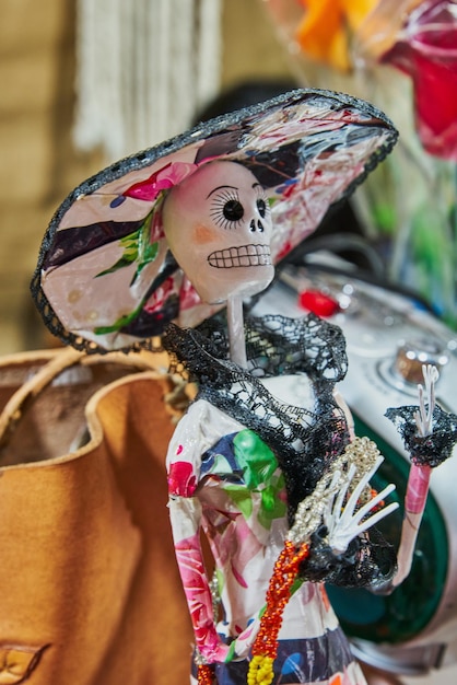 Craft for the second of November day of the dead of a catrina made of paper