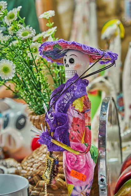 Craft for the second of November day of the dead of a catrina made of paper