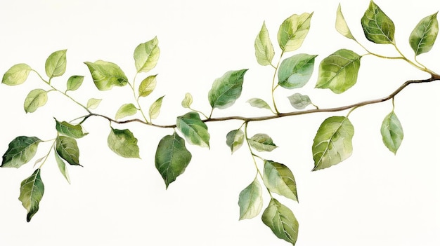 Foto creare una serena collezione di acquerelli di foglie e rami vintage ai generative