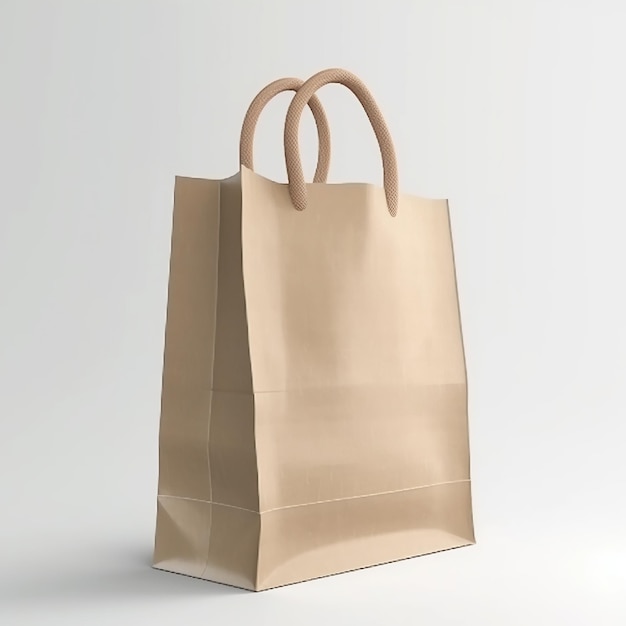 Фото Ремесленная сумка для покупок на белом фоне