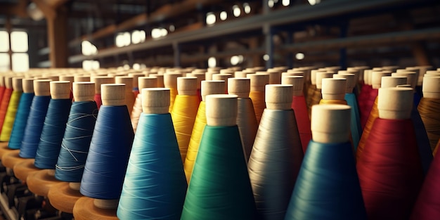 Foto fabbrica di materiali per bobine per l'industria tessile artigianale