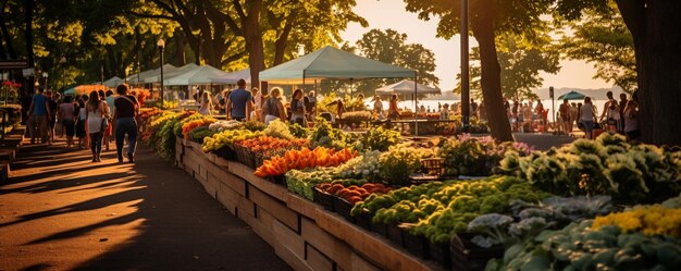 Craft A Vibrant Farmers Market Local Background