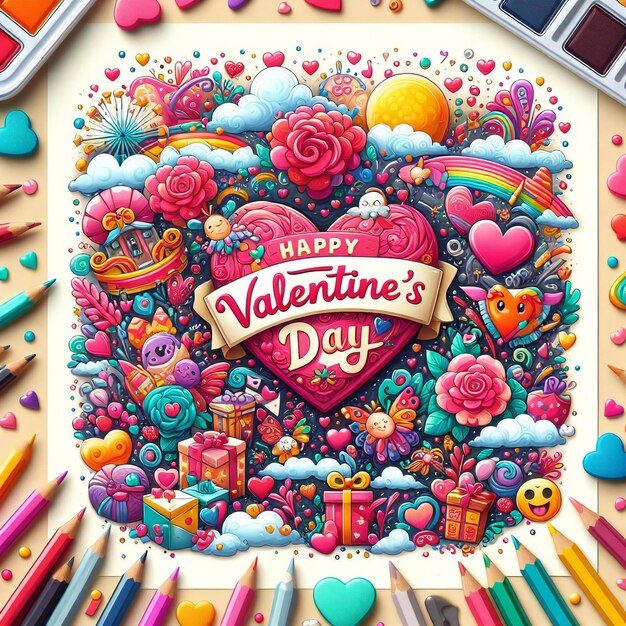 Foto creare un poster vibrante e commovente di happy valentine's day che catturi l'essenza dell'amore con