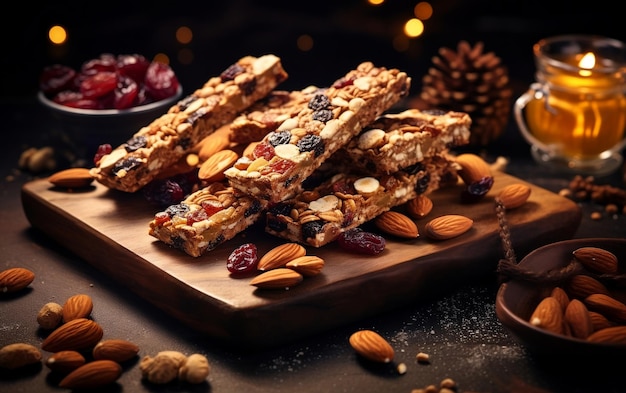 Crafted Nut and Dried Fruit Energy Bar Created at Home by AI