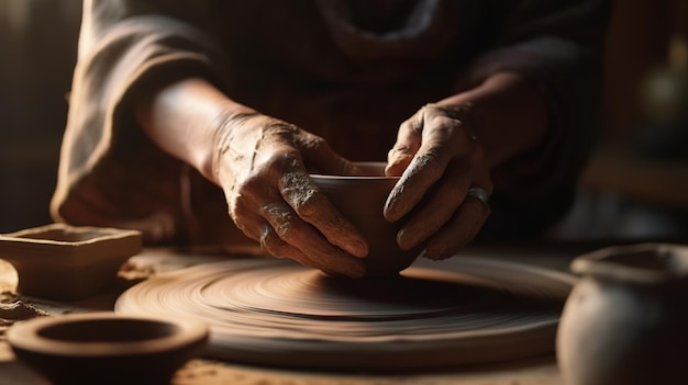 Crafting Art The Potter's Hands at Work Generative ai