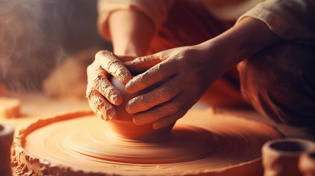 Crafting Art The Potter's Hands at Work Generative ai