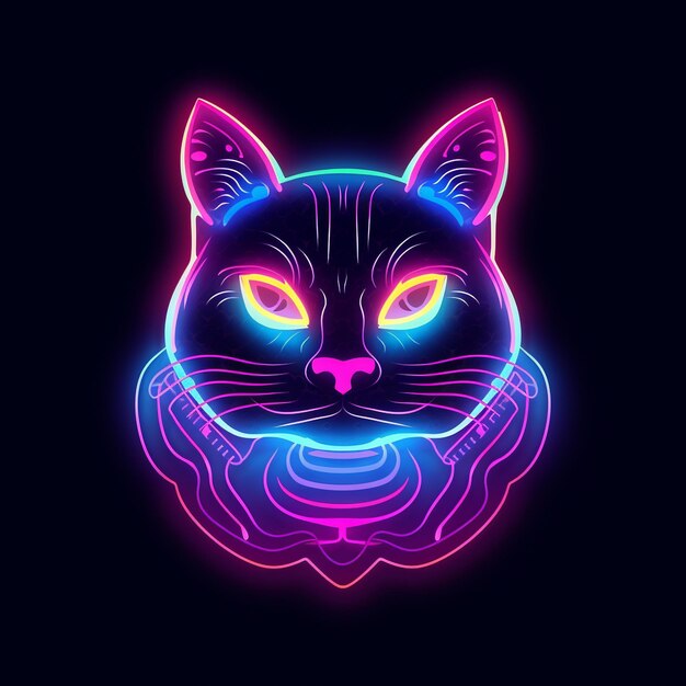 Photo crafting colorful cat fantasia with vector brilliance