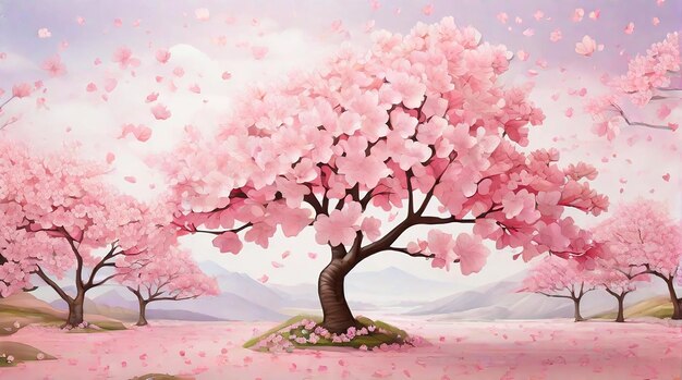 Photo crafting a detailed background with cherry blossom elegance