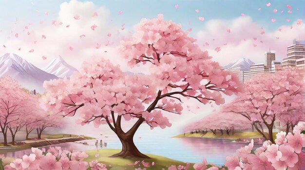 Crafting a Detailed Background with Cherry Blossom Elegance