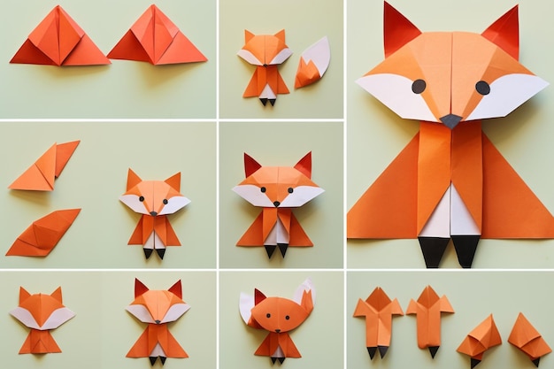 Foto crafting fun with kids de stap-voor-stap gids voor het maken van een origami paper fox boeiende diy pr