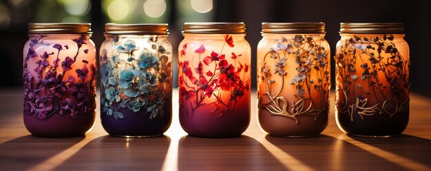 Photo crafting homemade candles with unique scents background