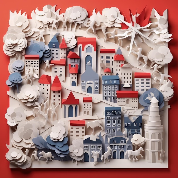 Crafting Liberty Минималистическая 3D-илюстрация из бумаги для Дня Бастилии