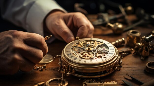 Foto crafting orologi d'epoca orologieri dettaglio strumento sfondo