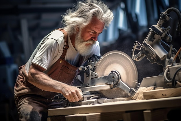 Photo craftsman creating wood piece