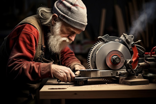 Foto artigiano creando un pezzo di legno