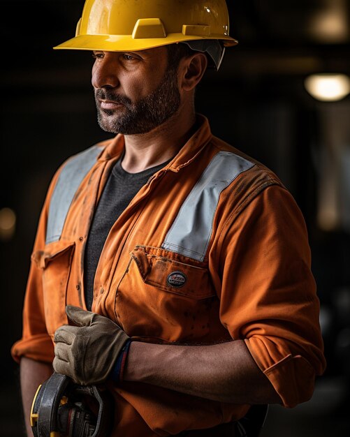 A craftsman holding a safety helmet