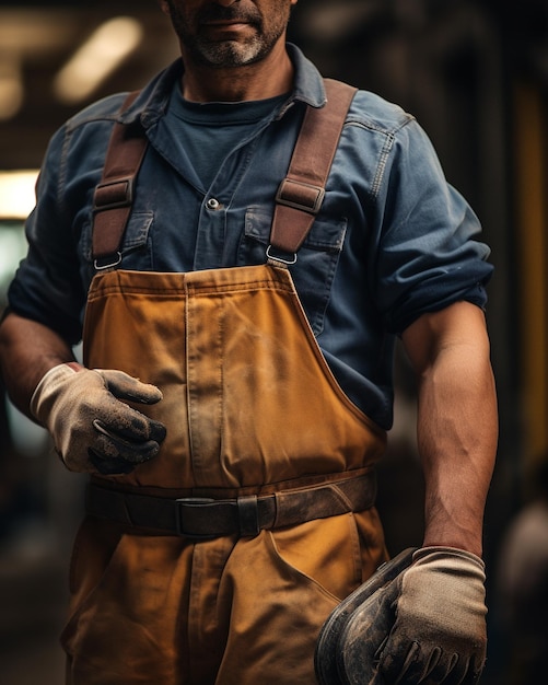 A craftsman holding a safety helmet