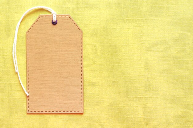 Photo craftsman label mock-up on yellow texture background