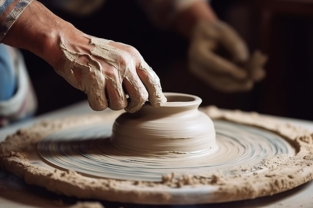 ремесленник, моделирующий керамику