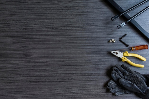 Craftsman tool put on wooden table