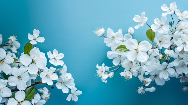 장인 정신 봄 파란색 기초에 테두리 만들기 흰색 봄 테두리 만들기 크리에이티브 리소스 AI 생성