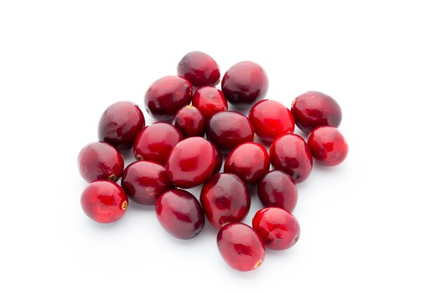 Cranberries top view. Red, ripe cranberries macro view.