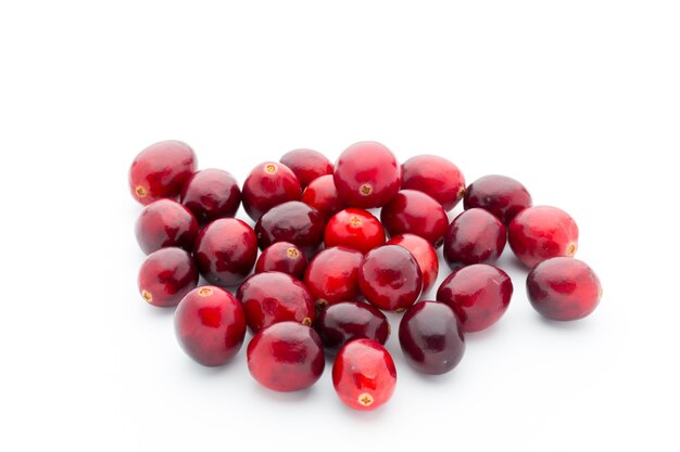 Cranberries top view. Red, ripe cranberries macro view.