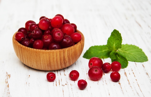 Cranberries in wooden bowl 