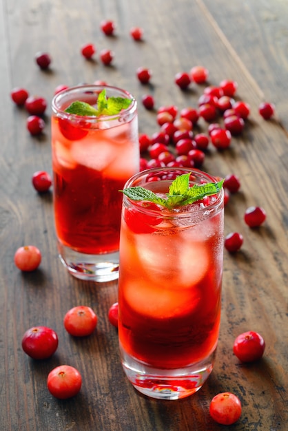 Cranberry cocktail with ice