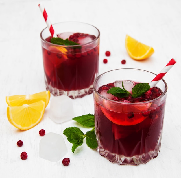 Cranberry cocktail with mint