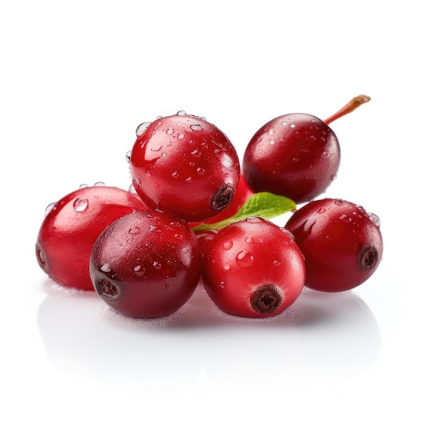 Cranberry covered with frost and snow isolated on white background