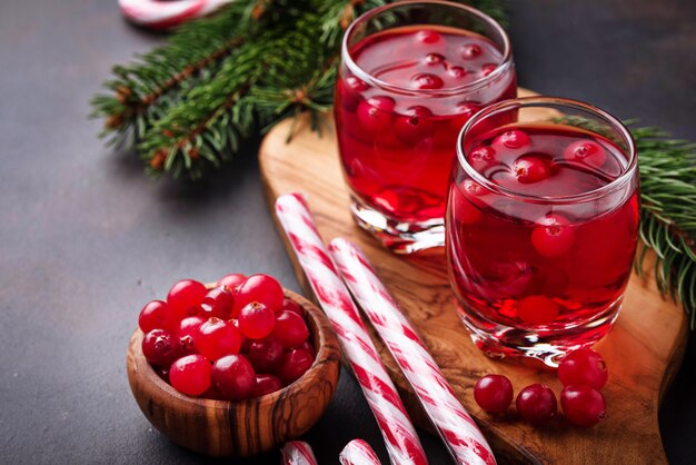 Cranberry drink and fresh berries.  