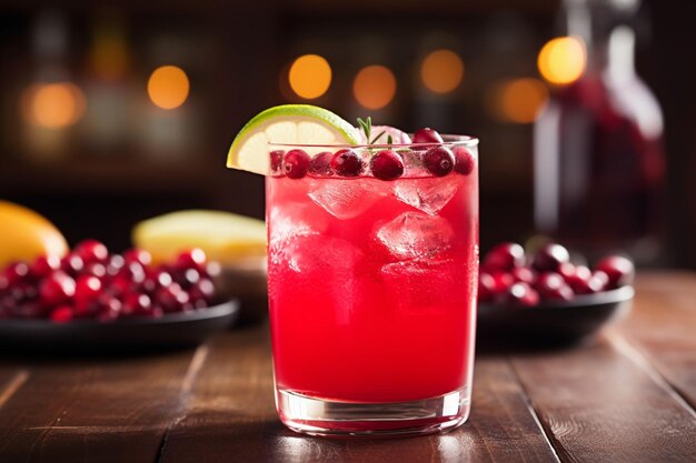 Cranberry juice served in a trendy cocktail bar