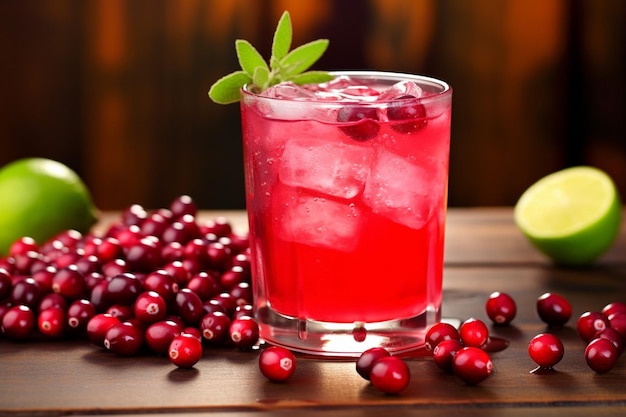 Cranberry juice served in a trendy cocktail bar