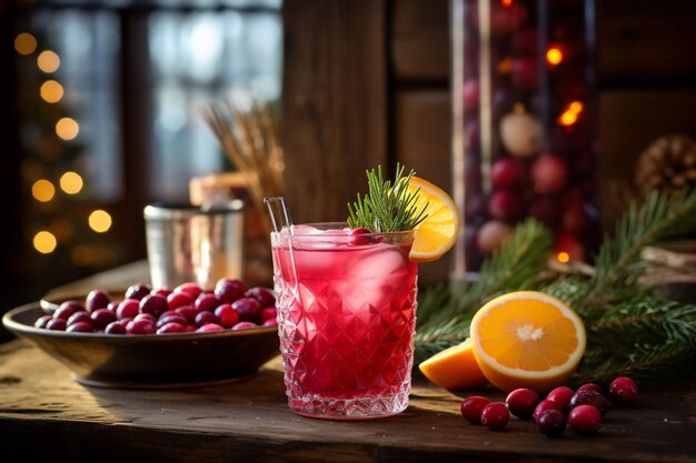 Cranberry juice served in a trendy cocktail bar